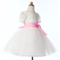 Grace Karin Pink bowknot cinturón barato Princess Flower niñas vestidos con manga corta CL4610